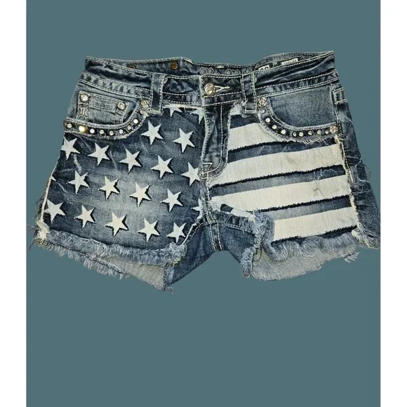 Miss Me Patriotic Americana Shorts Women Size 28 - Picture 1 of 9